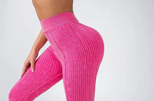 Load image into Gallery viewer, Women Striped Leggings V Back Fashion Gym Outdoor Fitness Athletic Workout Elastic Leggins Yoga Pants Sports Training Tights
