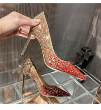 Load image into Gallery viewer, Heels for Women Luxury Women's High Heels Pointed Toe Glitter Red Designer Pumps Wedding Bridal Valentine Ladies Shoes Women
