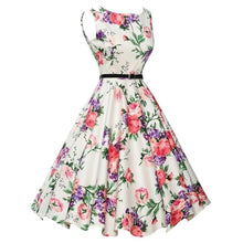 Load image into Gallery viewer, Women Dress Vintage Robe Audrey Hepburn Rockabilly Retro Sleeveless Print Party dresses Summer Vestidos
