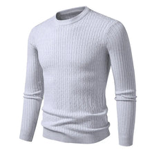 Load image into Gallery viewer, Autumn Mens Crew Neck Sweaters Long Sleeve Lightweight Knit Ribbed Dress Pullover Sweaters Outdoor Casual Twist Cable Sweaters
