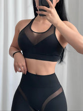 Load image into Gallery viewer, Women's Fitness Yoga Set Nude Mesh Splicing Bra with High-Waisted Leggings Cross-Border Fishing Net Design for Comfortable Wear
