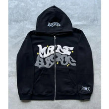Load image into Gallery viewer, Hooded zipper hoodie with retro American-style letters, unisex, suitable for pairing with a millennial-style jacket
