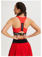Load image into Gallery viewer, Black Stripe Sports Bras Women Racerback Sleeveless Elastic Waistband Shockproof Quick Dry Stretch Training Camisole Sportswear

