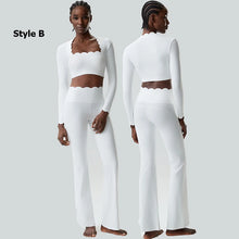 Load image into Gallery viewer, Women Two Pieces Fitness Yoga Set Solid Color Long Sleeve Gym Sportswear Breathable Quick Dry Workout Clothes Female Suit
