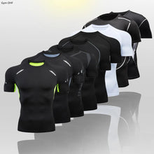 Load image into Gallery viewer, Gym Fitness T Shirt Men's Short Sleeve Summer Boxing Jersey Legging Men Rashguard Compression Pants Quick Dry Tight T-Shirts Men
