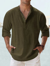 Load image into Gallery viewer, Lightweight Cotton Henley Shirt Men
