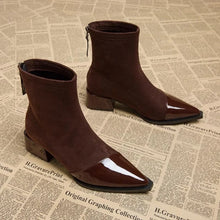 Load image into Gallery viewer, Pointed Mid Calf Chelsea Heels
