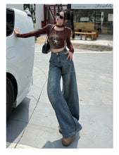 Load image into Gallery viewer, High Waisted Wide Leg Jeans Women Cotton Retro Denim Y2k Loose Fashion Design Sense Pant Streetwear Baggy Straight Trouser Woman
