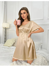 Load image into Gallery viewer, V-Neck Nightdress Loungewear Women Sleepwear Morning Gown Lingerie Sleepdress Robe Summer Nightgown Silky Satin Home Dress
