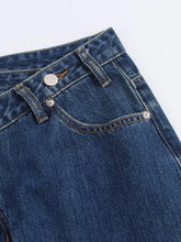 Load image into Gallery viewer, Slanted Placket Retro Wide Jeans
