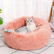 Load image into Gallery viewer, 1PC comfortable striped plush pet bed, suitable for cats and dogs,warm,deep sleep round nest,filling,gray,soft,indoor
