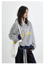 Load image into Gallery viewer, Striped Dog Print Loose Tee
