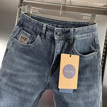 Load image into Gallery viewer, Thick Jeans Men's Slim Fit Spring Autumn Winter Casual Long Pants Cotton Stretch Denim mid Waist Zipper Closure Wear Resistant
