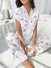 Load image into Gallery viewer, Cherry Lace Trim Pajama Set
