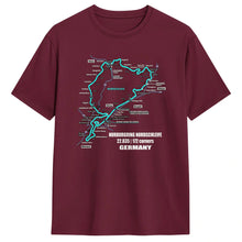 Load image into Gallery viewer, Men T-Shirt Nürburgring Nordschleife Germany Track Map Photographic Blue Print T Shirts Trending Beach Tees  Casual 1Cotton Tops
