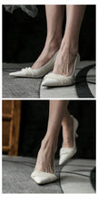 Load image into Gallery viewer, Women High Heels Sexy Beading Shoes Female 2024 New Red Velvet Pumps Pointed Toe RetroThin Heel Party Wedding Shoes Wholesale
