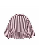 Load image into Gallery viewer, Women Striped Shirts For Women Vintage Elegant Puff Sleeve Summer New High Street Clothes Leisure Single-breasted Lapel Blouse
