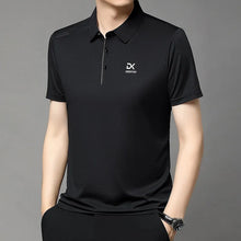 Load image into Gallery viewer, Men's Business Casual Short Sleeve Polo Shirt Solid Color with Badge Fashionable Breathable Comfortable Versatile Business Top
