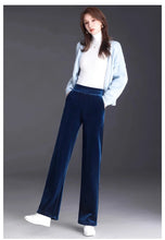 Load image into Gallery viewer, Women's pants with many reviews flared pants ice silk pants wide leg pants, high waisted blue loose straight leg pants 6XL

