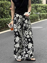 Load image into Gallery viewer, Wide-leg Pants for Women Summer Thin Printed New Style Drawstring Elastic Loose Straight Casual
