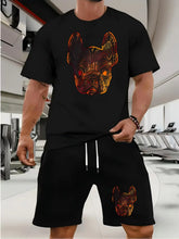 Load image into Gallery viewer, Trendy Suits for Men Men's Summer Shorts Set Gym Outfit Student Short Sleeve Tee 2 Piece Set Tracksuits Men Casual Men Clothing
