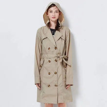Load image into Gallery viewer, Fashion Women Thin Raincoat Poncho Ladies Waterproof Long Slim Raincoats Adults Outdoor Hiking  Windproof Rain Coat With Belt

