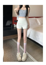 Load image into Gallery viewer, White shorts for women in summer, tight fit, high waist, slimming and anti glare, A-line hot pants for outerwear
