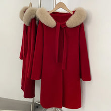 Load image into Gallery viewer, Warm Hooded Wool Fur Coat

