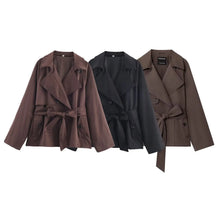 Load image into Gallery viewer, Women's Jackets Autumn 2026 New Fashion Short Trench Coats Chic Lapel Loose Elegant Women long-sleeved Warm Autumn Street Jacket
