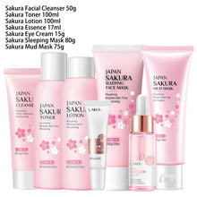 Load image into Gallery viewer, 9pcs Facial Products Kit Sakura Skin Care Set Facial Cleanser Face Cream Sunscreen Facial Mask Eye Cream Korean Skincare Product
