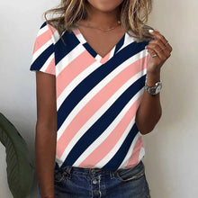 Load image into Gallery viewer, New Women's T-Shirts Funny Stripe Print Top Fashion Simple Pattern T Shirts for Women Summer Leisure Female Clothing Streetwear

