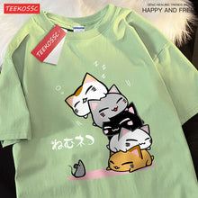 Load image into Gallery viewer, Cute Stacked Cats Sleeping Don'T See The Mouse Men Women T Shirts Oversized Loose T-Shirts Summer Cotton O-Neck Short Sleeve
