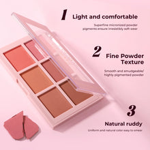 Load image into Gallery viewer, Matte Blush Palette Highly Pigmented Long Lasting Face Makeup Natural Finish Brighten Skin Contour Highlight Powder
