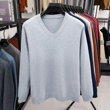 Load image into Gallery viewer, New Sweatwear Men's V Neck Basic Solid Color Sweaters Round Neck Elastic Pullovers Warm Autumn Knitted Oversized Sweater Men
