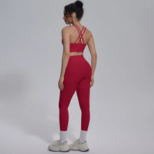 Load image into Gallery viewer, New Yoga Set for Woman Summer Gym Sports Running Bra Top Breathable Peach Buttocks Women Leggings Solid Color Yoga Set

