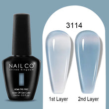 Load image into Gallery viewer, NAILCO 15ml Colorful Jelly Gel Nail Polish Gorgeous Color HEMA TPO FREE Soak Off UV LED Semi Permanent Long Wear Gel Varnish
