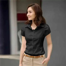 Load image into Gallery viewer, Women's Shirt 2026 Summer Women Top Female Black White Shirts Office Ladies Blouse OL Clothes Woman Short Sleeve Workwear
