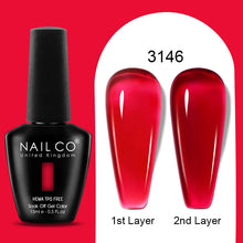 Load image into Gallery viewer, NAILCO 15ml Colorful Jelly Gel Nail Polish Gorgeous Color HEMA TPO FREE Soak Off UV LED Semi Permanent Long Wear Gel Varnish
