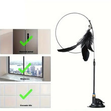 Load image into Gallery viewer, Cat Teaser Toy - Interactive Bell &amp; Feather Wand - Long Suction Cup Pole for Exciting Playtime Adventures - Ultimate Cat Toy
