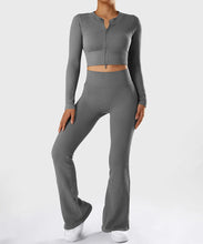 Load image into Gallery viewer, Yoga Shirt Woman Autumn Winter Ribbed Long Sleeve Sports Top Running Training Fitness Top Shockproof Zipper Yoga Tops Women
