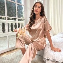 Load image into Gallery viewer, Pink Satin Short Pajama Set

