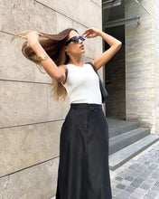 Load image into Gallery viewer, Black Loose Long Skirts Women A-Line Zip Skirts Ladies Elegant Summer Skirts Female With Pocket Ankle-Length Skirts
