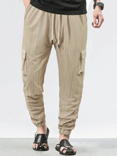Load image into Gallery viewer, Men's Grid Cargo Joggers Drawstring Elastic Waist Multi Pocket Casual Ankle Length Trousers
