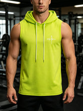 Load image into Gallery viewer, Summer Men‘s Workout Tee Running Training Hooded Sleeveless Gym Fitness Top Fashionable Loose Quick Drying Sports Tank Top
