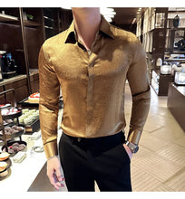 Load image into Gallery viewer, Glossy Slim Fit Men’s Dress Shirt
