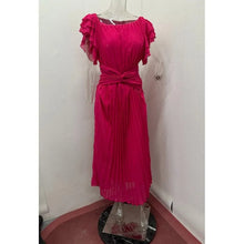 Load image into Gallery viewer, Wedding Guest Dress Elegant Party Long A Line Cap Sleeve Dresses Evening Pleated Off Shoulder Maxi Dress Fuchsia Pink Solid
