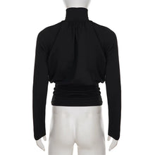 Load image into Gallery viewer, Elegant Black Turtleneck Tee Women
