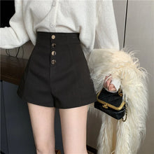 Load image into Gallery viewer, Black Shorts Women Spring Summer New Wide Leg Pants High Waist Single BreastedAApricot casual hot pants
