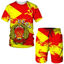 Load image into Gallery viewer, Men Tracksuit CCCP Russian 3D Print T-shirt Shorts Sets 2 Pieces USSR Soviet Union Style Streetwear Oversized Sportswear Suits
