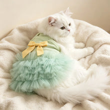 Load image into Gallery viewer, 1pc Summer breathable pet dress, paired with checkered bow camisole skirt, sleeveless vest, cat and dog clothing
